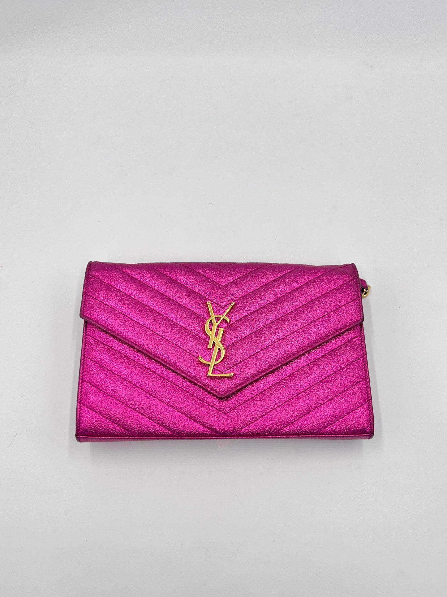 Saint Laurent Cassandre Glitter Chain Wallet