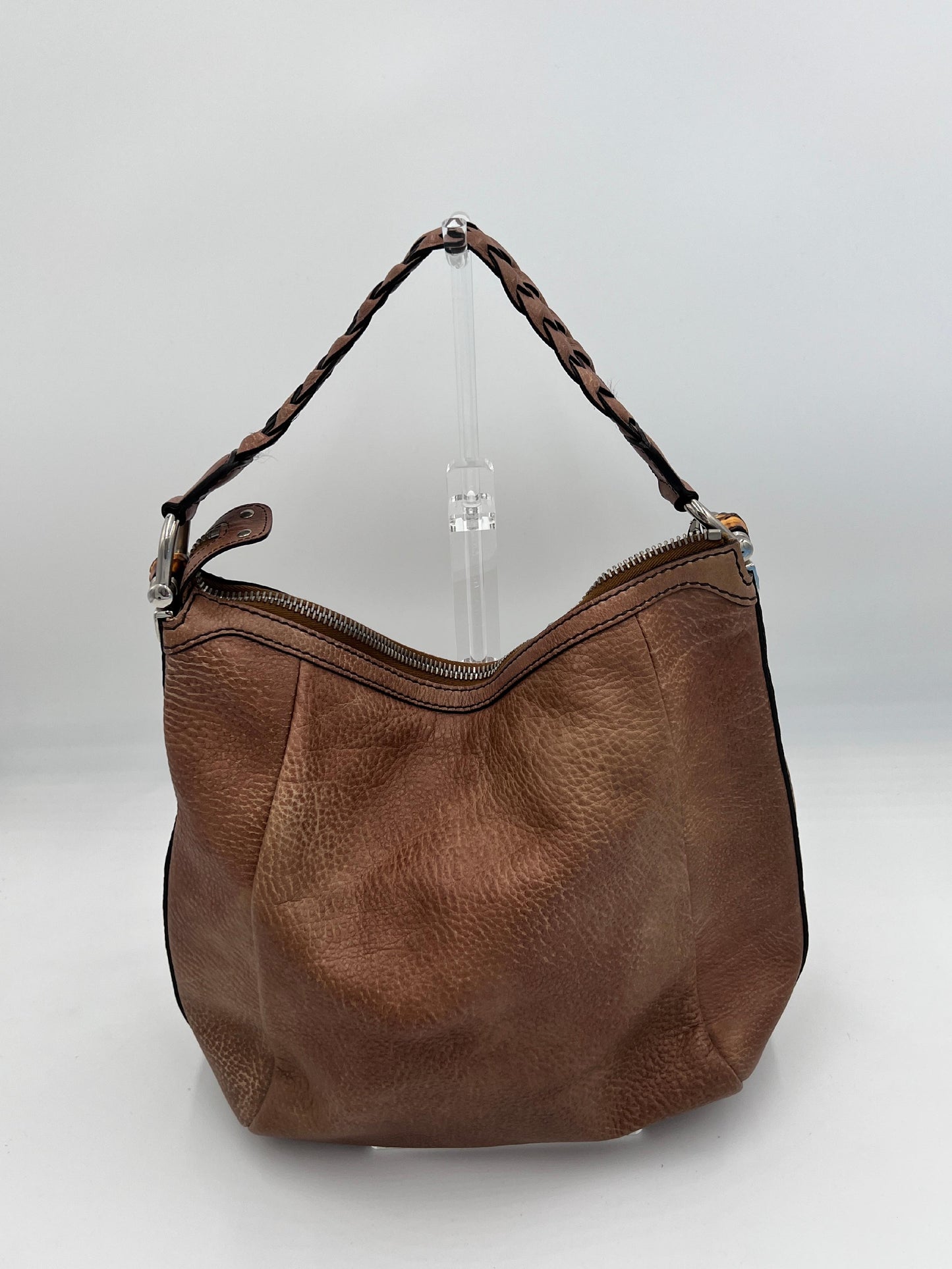 Gucci Bamboo Braided Leather Hobo