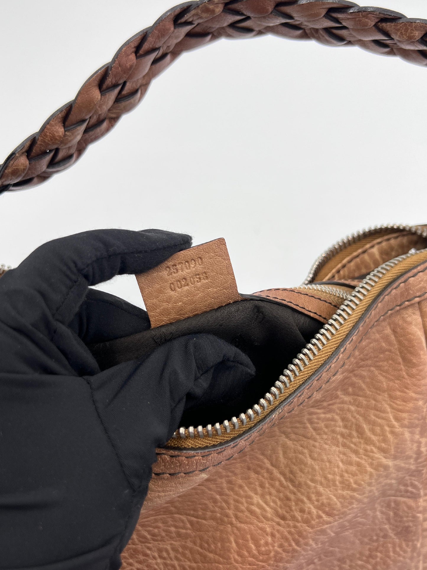 Gucci Bamboo Braided Leather Hobo