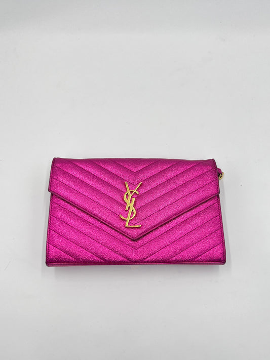 Saint Laurent Cassandre Glitter Chain Wallet