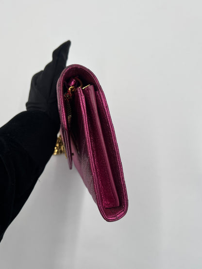 Saint Laurent Cassandre Glitter Chain Wallet