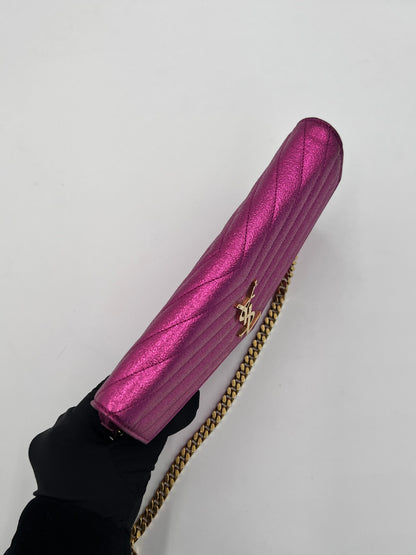 Saint Laurent Cassandre Glitter Chain Wallet