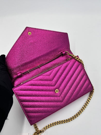 Saint Laurent Cassandre Glitter Chain Wallet