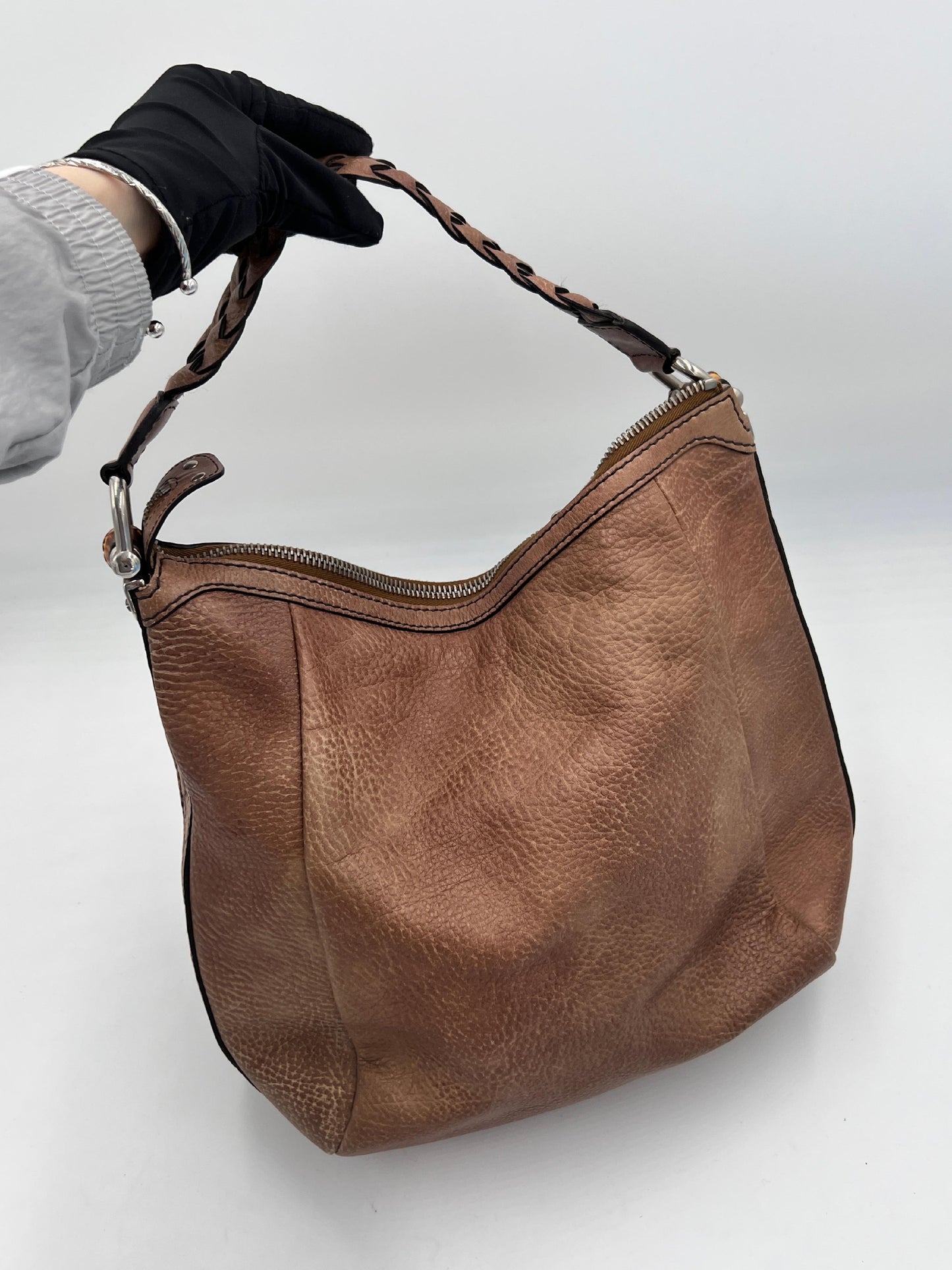 Gucci Bamboo Braided Leather Hobo