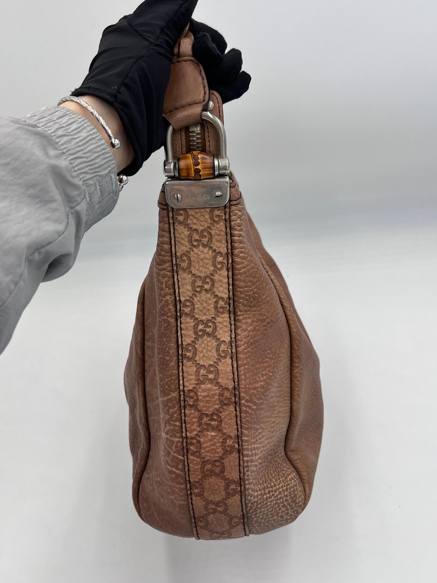 Gucci Bamboo Braided Leather Hobo
