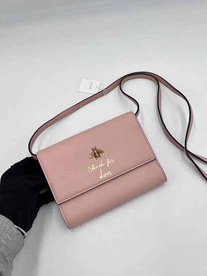 Gucci Animalier Leather Wallet On Strap