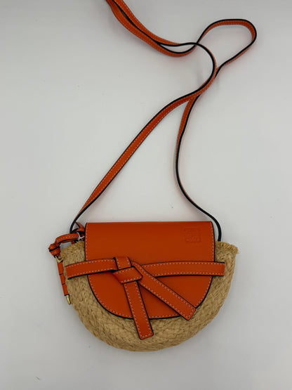 Loewe Mini Gate Raffia Shoulder