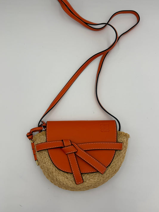 Loewe Mini Gate Raffia Shoulder