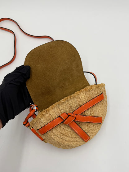 Loewe Mini Gate Raffia Shoulder