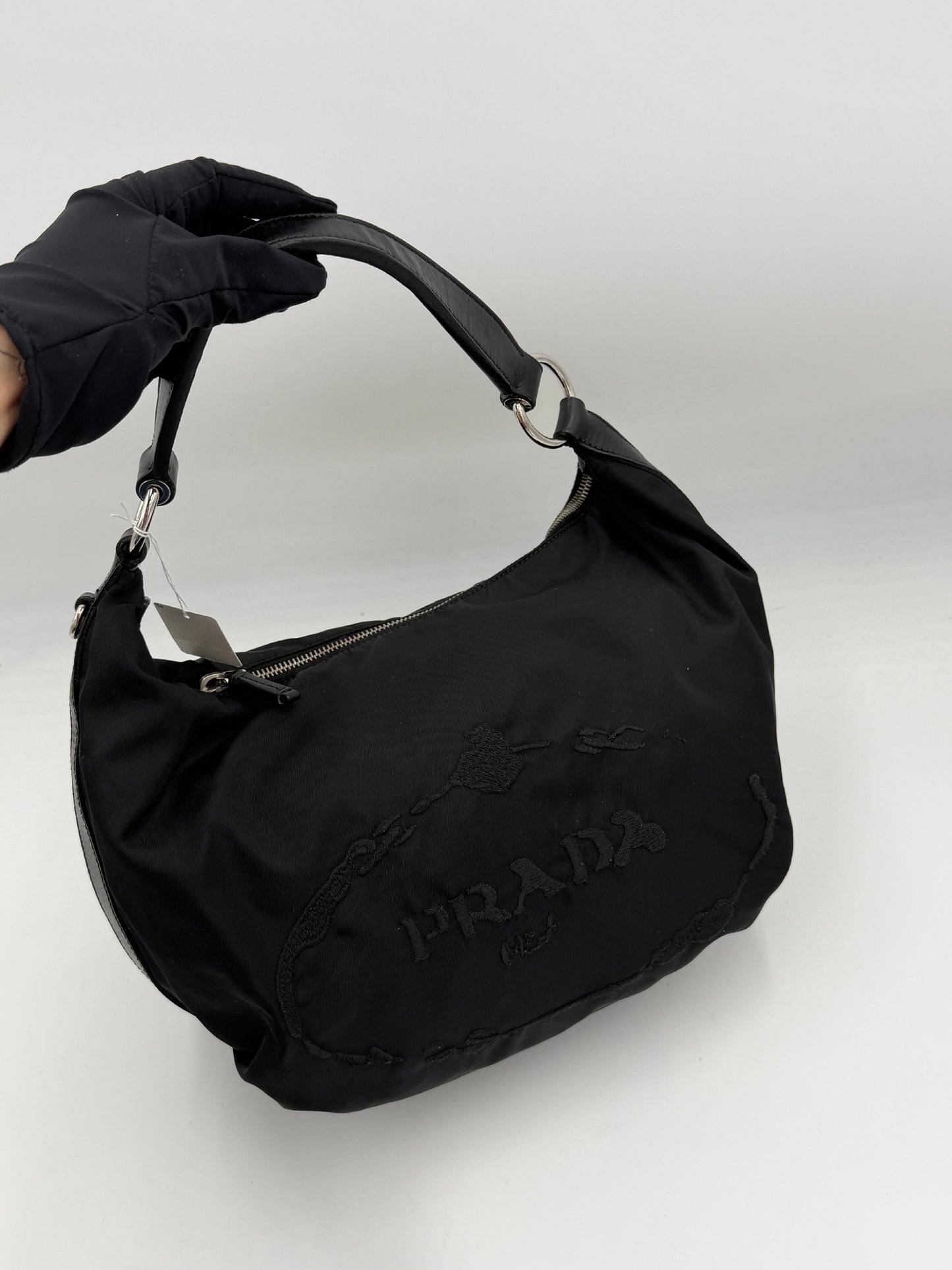 Prada Nylon Jacquard Hobo
